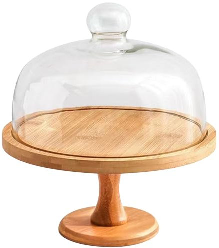 DKRAHRJJ Alzata per Torte con Coperchio in Vetro Trasparente, Vassoio da Portata Staccabile per Torte a Cupola per Torte da Festa, Dessert, Formaggio, Frutta, Esposizione e Conservazione/M