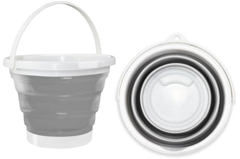 Hmfmdy Collapsible Bucket, 3L Foldable Plastic Bucket With Sturdy Handle, Space Saving Multi Purpose Bin, Portable Cleaning Fishing Camping Water Baskets for Pet Feeding, Home Cleaning