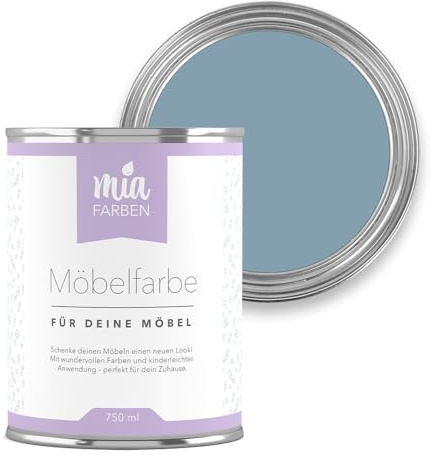 miafarben Möbelfarbe ohne Schleifen matt 750 ml (Kühle Meeresbrise) | Hochdeckend auf Holz, Metall & Kunststoff – matter Möbellack für Schrank, Kommode & Küche, wasserbasiert