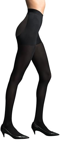 L'eggs Women's 360 Degree Contour Shaping Tights for Sculpted Style and Comfort, Black Opaque, Large