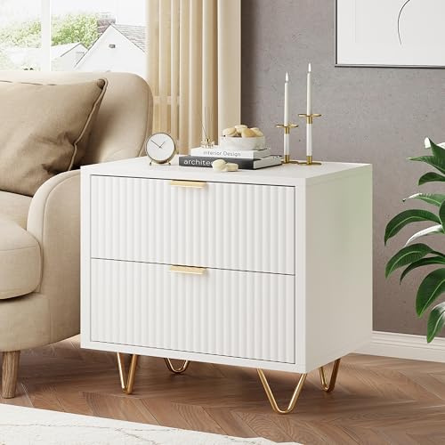 BLSYHDH Lot de 2 Mesitas de Noche, Mesita de Madera con 2 Cajones, Mueble de Noche en Color Madera, Adecuado para Cualquier Cama y Cualquier Habitación (Mesita de Noche-B)