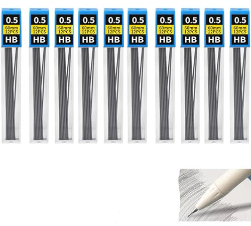 Hawfund Bleistiftminen 0,5 mm HB, bruchsichere Minen mit 2 Radiergummis, flüssiges und präzises Schreiben für Druckbleistifte, ideal für Büro, Schule und Zuhause
