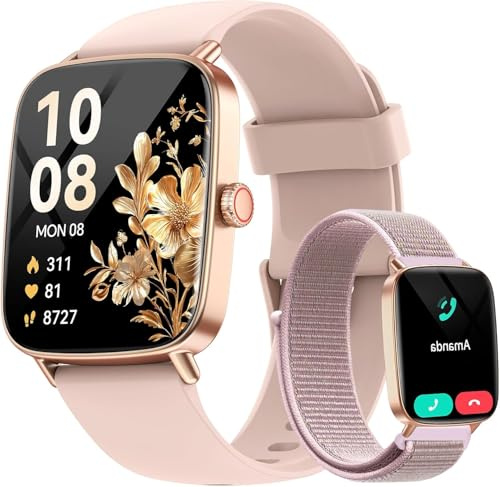 Montre Connectée Femme avec Appel Bluetooth,1.85 Smartwatch Femme pour iOS/Samsung/Android,120+ Modes Sport/Fréquence Cardiaque/Sommeil/SpO2,Fitness Podomètre étanche IP68 Montre Intelligente
