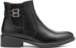 Stivaletti Donna Con Tacco Basso | Stivaletto Stile Chelsea in Similpelle | Facile da indossare con Arredamento Doppia Fibbia Laterale (68324 Marrone, Sistema Taglia Scarpe EU, Adulto, Digitale, Medio