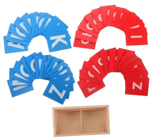 SUPVOX Montessori Wooden Alphabet Board Red Blue Sandpaper Letters Language Learning Tool for Preschool Educational Supplies Childsafe Creative Play Classroom Home Use
