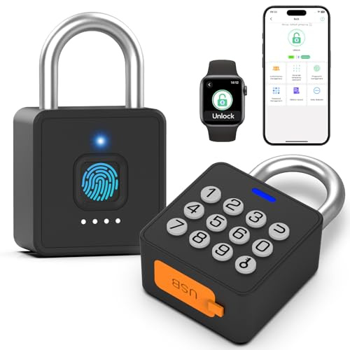 Kombinationslås eLinkSmart gymskåp hänglås med 9 siffror tryckknapp lösenord fingeravtryck app lås nyckellöst biometrisk säkerhet metall hänglås för gym och skolskåp förvaring