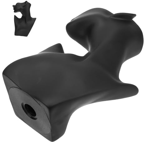 Gatuida Busto Espositore per Collane in Resina Nero, Modello Mezzovolto | Vetrina e Mostra, Supporto per Pendenti e Orecchini, Design Semplice per Presentazione Ordinata
