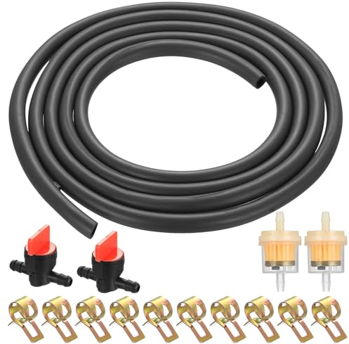 8mm Benzinschlauch Set, 2 Meter x 8 mm Kraftstoffschlauch Set, Dieselschlauch für Auto LKW Roller Motorrad Fahrrad ATV Generator Kleine Motoren, mit 4 Benzinfilter 8mm/6mm & 10 Schlauchschellen