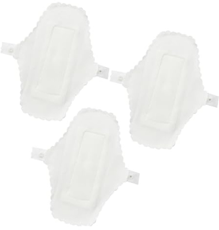 ZUNOXAZ Wiederverwendbare Damenbinden 3 Stück aus Wasserdichtem Stoff mit Knopf Waschbar 180mm Weiße Waschbare Menstruationsbinden für Reisen Geeignet