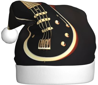 VVXBHGR Schwarze Weihnachtsmütze mit Gitarren-Aufdruck, für Erwachsene, weich und leicht