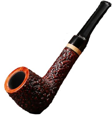 Pipas para Fumar De Brezo Desmontables Portátiles con Capa Precarbonizada Resistente Al Calor para Colección Regalo-Melted Carved Finish