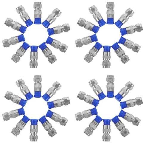 OSALADI Conectores de Compresión Coaxial Rg6 Tipo F, Kit de 40 Piezas, Adaptadores para Cable TV, Accesorios para Montaje de Cable Coaxial en Hogar y Oficina, Conexión Estable y