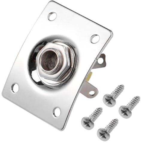 2 Stück Tonabnehmerbuchse Silber, 6, 35-mm, für E-gitarre | Kupfer und Eisen, Inklusive Schrauben, Einfache Montage, Ersatzteil für Gitarre, 6, 35mm Modell