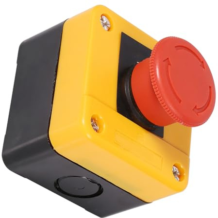 YUEHISY Interruptor de Parada de Emergencia, Pulsador de Hongo Rojo 660V 10A, 1NO 1NC con 4 Terminales de Tornillo para Circuito de Control, Desconexión de Energía de Máquina Industrial