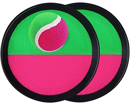 Toyvian Klettballspiel Catch Ball Set - 2 Schläger + 1 Ball, Kinder Spaß im Freien Spiel