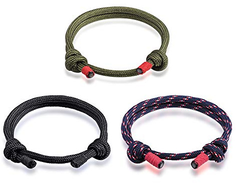 Feilok Lot de 3 bracelets nautiques tressés pour partenaires d'amitié, bracelets pour hommes et femmes, faits main, corde marine, bracelet de marin, réglable, chaîne BFF, 18.01 Zentimeter, Polyester