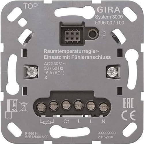 Gira 539500 System 3000 Raumtemperaturregler-Einsatz mit Fühleranschluss