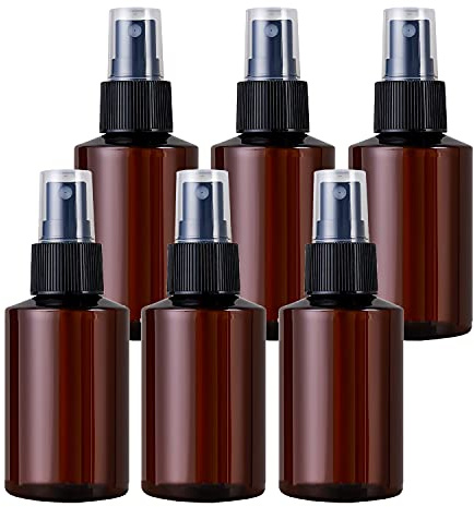 TIANZD 6 Stück Braun Leere 100 ml Kunststoff Feinen Nebel Sprühflasche mit Schwarz Zerstäuber Flasche Pumpzerstäuber Parfümzerstäuber Zerstäuberflasche Reise Flakons, 1x Trichter