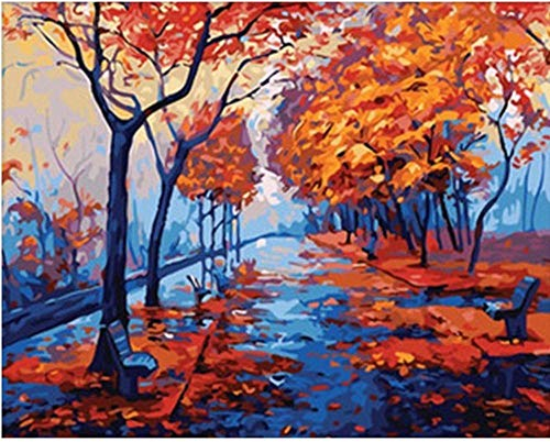 YRTMHU 5D Diamond Painting Full Drill Set DIY 5D Diamant Malerei Bilder Herbst Ahorn Wald Ölgemälde Crystal Strass Kreuzstich Stickerei für Erwachsene Kinder Home Wall Décor 40x50cm