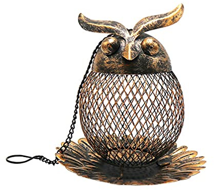 Angoily Fat Ball Holder Owl Shape Bird Feeder Wild Birds Metal Bird Feeder for Hanging Feeding Station Hanging Bird Feeder Silo Feeding Column for Balcony Patio Garden Decoration