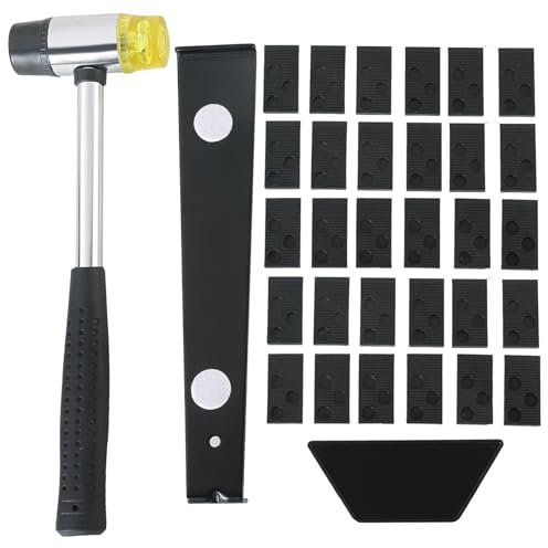 DASBET Laminate Floor Fitting Tools Laminate Wood Flooring Installation Kit for Woodworking Laminate Flooring Installation with 30 Spacers Tapping Block Pull Bar and Mallet