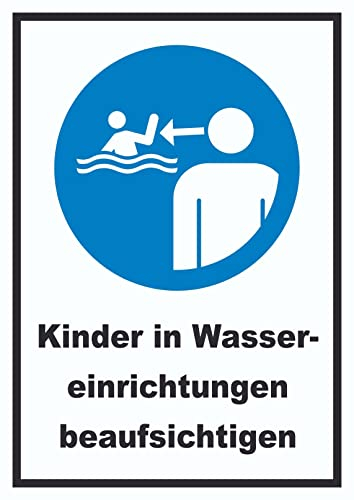 HB-Druck Kinder in Wassereinrichtungen beaufsichtigen Schild A5 Rückseite selbstklebend