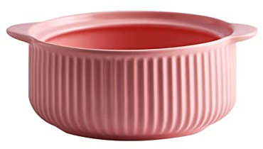 通用 JLWM Zuppiera con Doppia Maniglia Ceramica Ciotola per spaghetti istantanei pentola per zuppa Copertura in vetro Stile giapponese stoviglie Larga (1000ML-senza coperchio, Rosa)