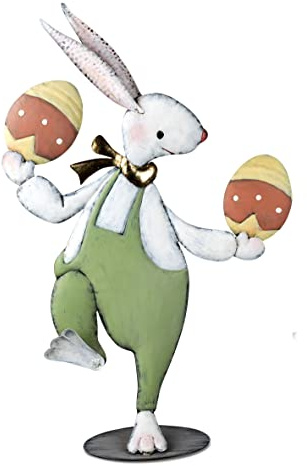 formano Metallfigur Jongleur Hase mit 2 Ostereiern | Osterhase Dekofigur Figur | 54x39 cm | Zierfigur Ostern