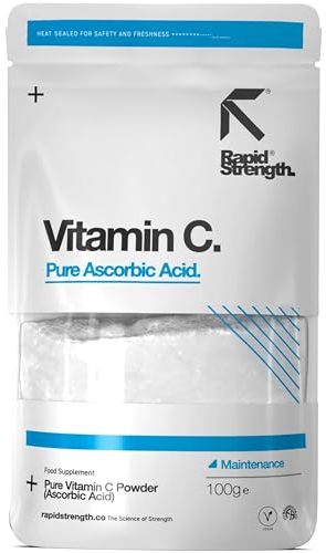 Rapid Strength Vitamin C Powder - High Strength Ascorbic Acid - Vitamin C Supplements - Premium Quality - Suitable for Vegetarians & Vegans - Non-GMO, Gluten Free