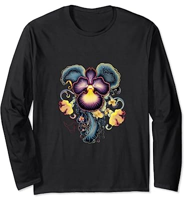 Miltonia Orchids Pansy Orchid Flower Floral Plant Lover Long Sleeve T-Shirt