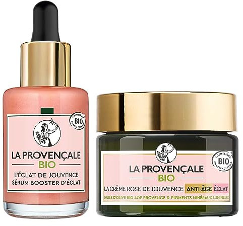 La Routine Rose Peau Splendente Certificato Bio, Crema 50 ml + Siero 30 ml