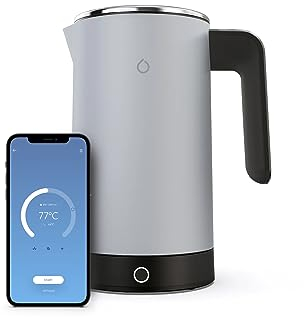 iKettle 3 by Smarter - WiFi Internet Smart Kettle, Secure UK Server, Stainless Steel, Light Grey, Digital Temperature, iOS, Android App, Alexa, Water Level Sensor, Keep Warm, 3000w, 1.8 Liters