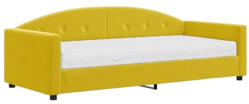 vidaXL Tagesbett, Gästebett mit Matratze, Sofabett Schlafsofa für Schlafzimmer Wohnzimmer, Bettsofa Sofa 2-in-1, Gelb 90x200cm Samt