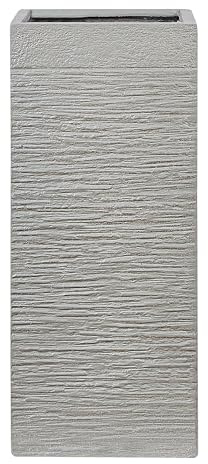 Beliani Grande Jardinière Haute Terre Cuite Décor Intérieur Extérieur 26x26x60 cm Gris Clair Dion