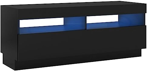 QZZCED Meuble TV avec lumières LED - Noir - 100 x 35 x 40 cm - Pour salon, chambre à coucher - Appareil de divertissement