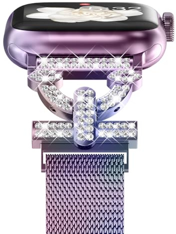 NewWays Milanaise Armband für Apple Watch 38mm 40mm 41mm 42mm,Farbig | Damen Bling Edelstahl Ersatzarmband Magnetverschluss Kompatibel mit iWatch SE Series 11/10/9/8/7/6/5/4/3/2/1