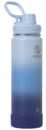 Takeya Actives 24 oz Vacuum Insulated Stainless Steel Water Bottle with Spout Lid, Premium Quality, Ombre Pacific Blue