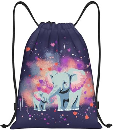VducK Drawstring Bag Gym Sack Drawstring Backpack Sport Gym Sack Cinch Bag Elephant Sprays Love Sport Bags for Travel