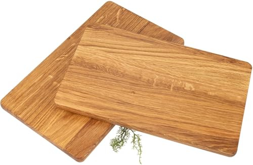 Schneidebrett aus europäischer Eiche geölt 2er Set - 30 x 18 x 1,5 cm