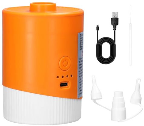 Solinder Multifunktionale tragbare kabellose elektrische Luftpumpe, wiederaufladbare USB-2-in-1-Aufblas- und Luftablasspumpe für den Außenbereich, 5000 PA Hand-SwimmingRing-Matratzen-Luftpumpe