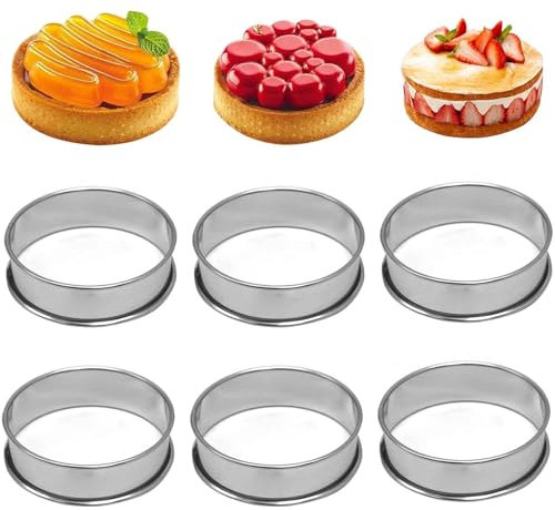 6 Pcs Crumpet Rings, Stainless Steel Cooking Rings Non Stick Double Rolled for Baking Cookie Desserts Pancake Eggs Muffin