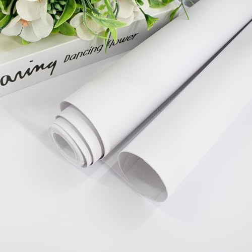 Wudnaye Papier peint blanc à décoller et à coller – Papier peint blanc uni – Papier peint blanc mat – Papier peint autocollant amovible et imperméable pour décoration d'armoire de salle de bain – 40 x