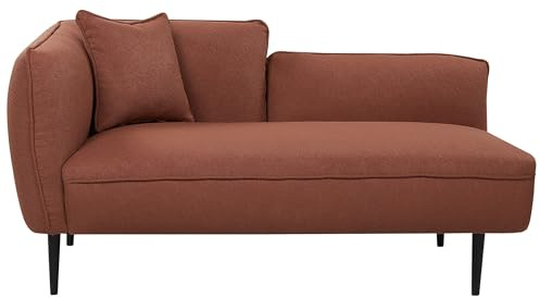 Beliani Chaiselongue Bouclé rot linksseitig mit Kissen Metallgestell modern Chevannes