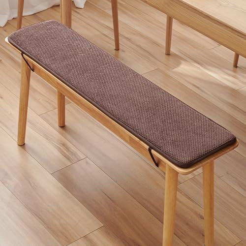 Bankkissen aus weichem Cord mit festen Trägern, rutschfeste Unterseite, für drinnen und draußen, Sitzpolster für Erkerfenster, Sofa, Garten, Terrasse, Möbel, Braun, 30 x 200 cm