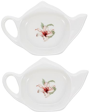 2Pcs Ceramic Tea Bag Holders Elegant Tea Bag Rest Tray Porcelain Tea Bag Coaster for Afternoon Tea Stylish Tea Bag Dish for Loose Tea and Tea Accessories
