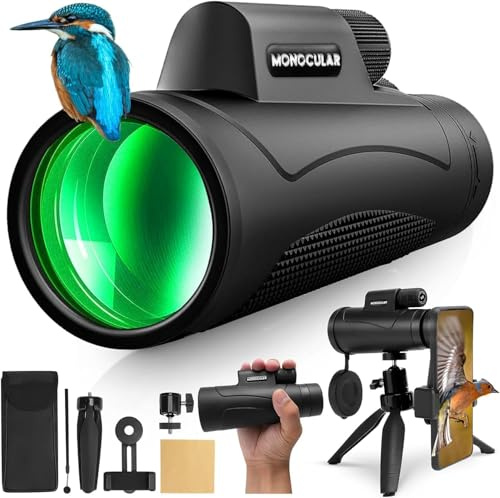 Asacam 2025 Update - 80x100 Monokular Teleskop High Powered für Smartphone HD Monokular für Erwachsene mit Adapter/Stativ für Vogelbeobachtung Wandern Jagd Camping Reisen Outdoor Wildlife