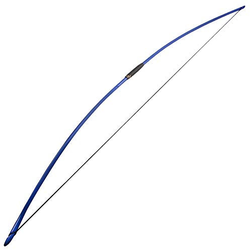 SHARROW Bogenschießen Traditioneller Langbogen Einteiliger Englischer Longbow Jagdpraxis Recurvebogen Pferdebogen 25-150lbs Taktischer Überlebensbogen für Erwachsene Outdoor Sport (Blau, 60lbs)