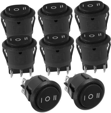 ABOOFAN 8Pièces Interrupteurs à Bascule Ronds Pins Positions Pour Véhicules Et Appareils Électroniques à Bascule Durable Pour Installation Facile