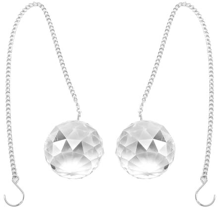 Mtlavishness 2pcs Crystal Ball Prism Pendant Suncatcher High Sparkle And Clarity For Home Office Garden Window Multi Function With Chain For Easy Hanging White Crystal Material (Transparent)