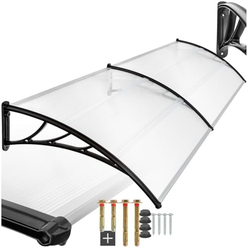tectake®, pensilina da esterno, tettoia per esterno, balcone, pergola addossata, resistente intemperie, plexiglass trasparente, tettoia per esterno in pvc, policarbonato trasparente - 200 x 100 cm